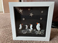 Starry Night Penguins – Handmade Pebble Art Frame