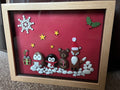 Christmas Woodland Animals Pebble Art Shadow Box
