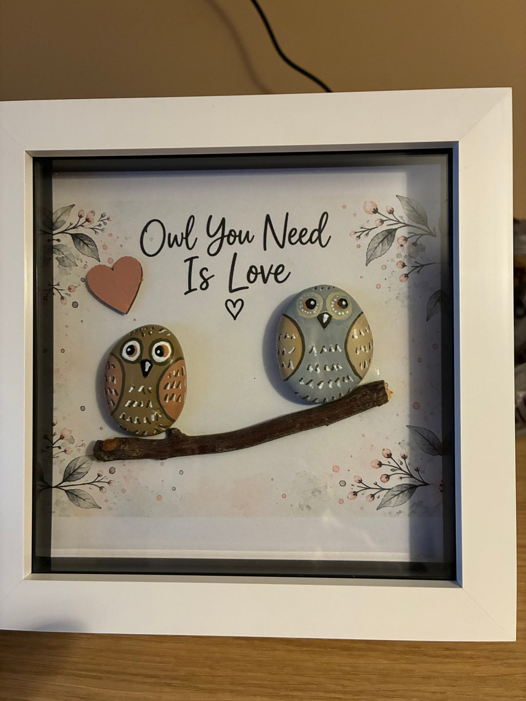Owl You Need Is Love – Pebble Art Frame