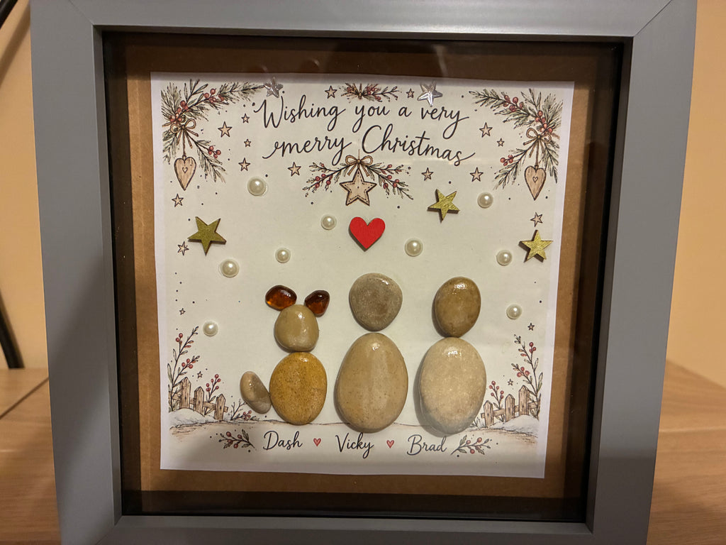 Personalised Christmas Pebble Art Frame