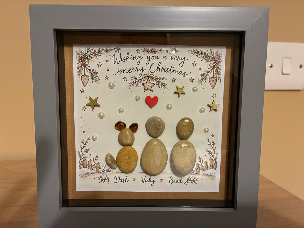 Personalised Christmas Pebble Art Frame