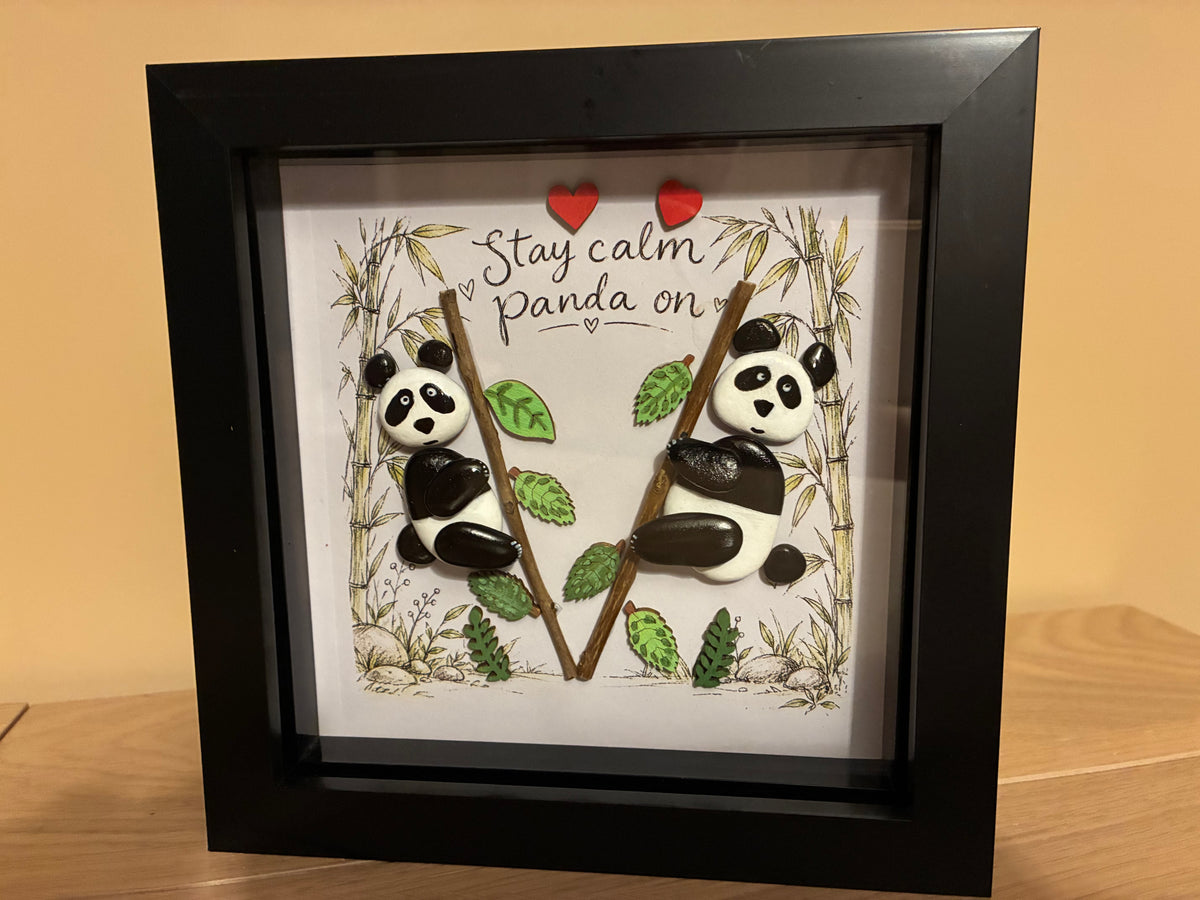 Stay Calm Panda On – Pebble Art Frame